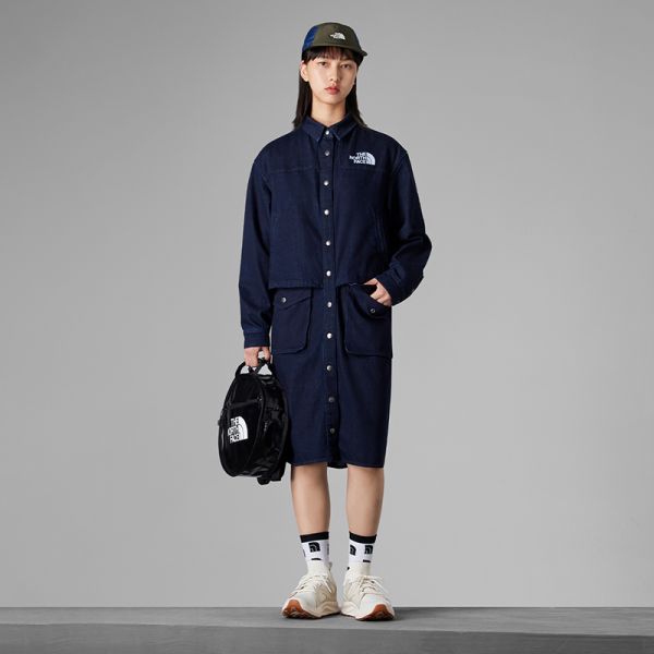 TheNorthFace北面UE先锋设计女长款牛仔衬衫连衣裙23秋新款83PJ