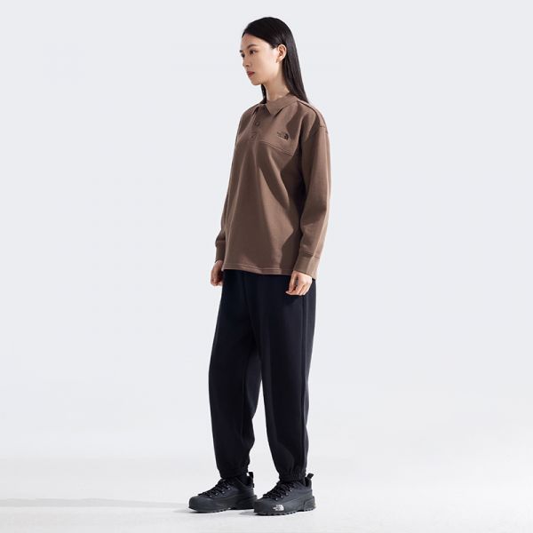 北面女纯棉针织长袖Polo衫户外透气春季新款TheNorthFace|8C4B